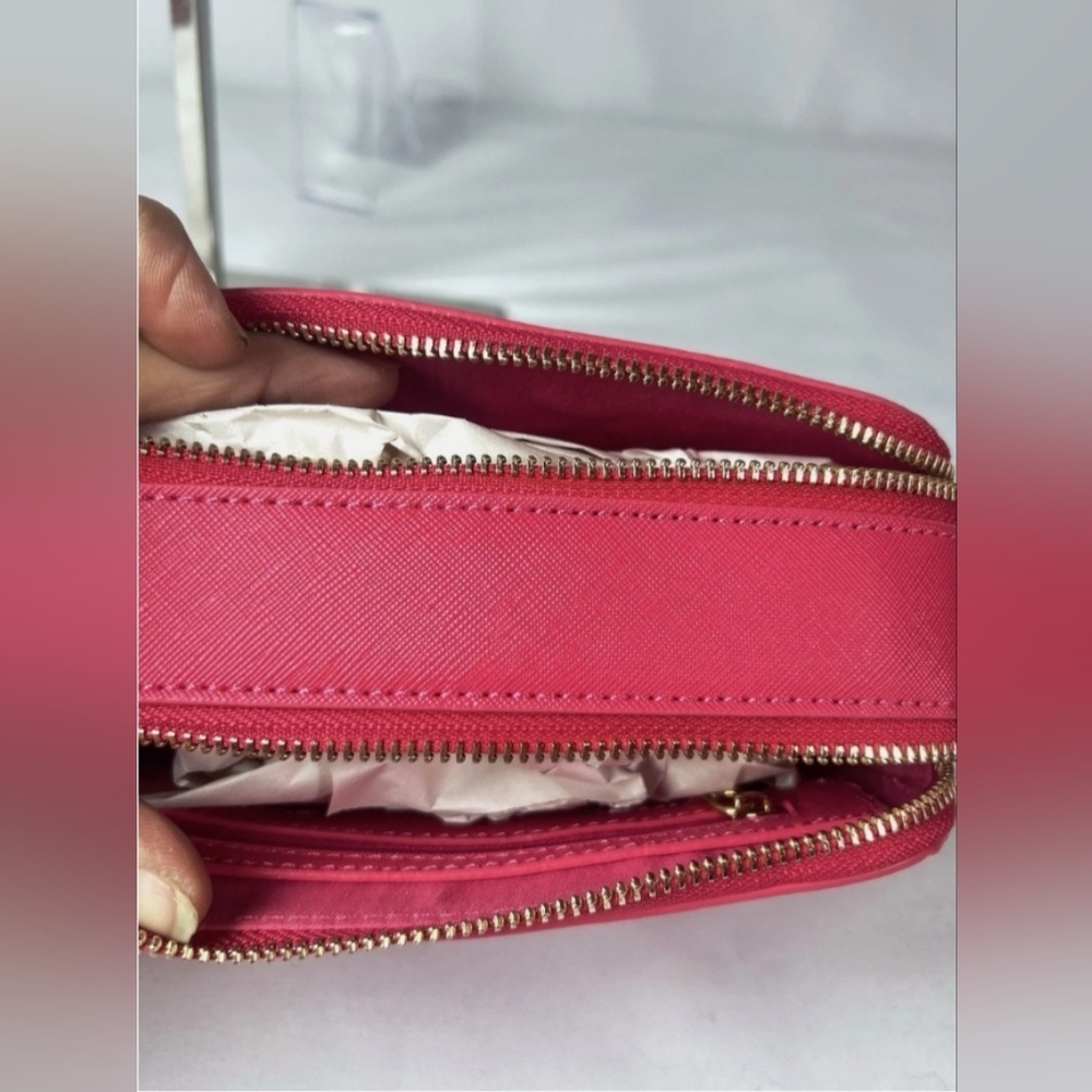 NWT VALENTINO ORLANDI Studded Double Zip Crossbody Camera Bag - Hot Pink - Picture 5 of 9